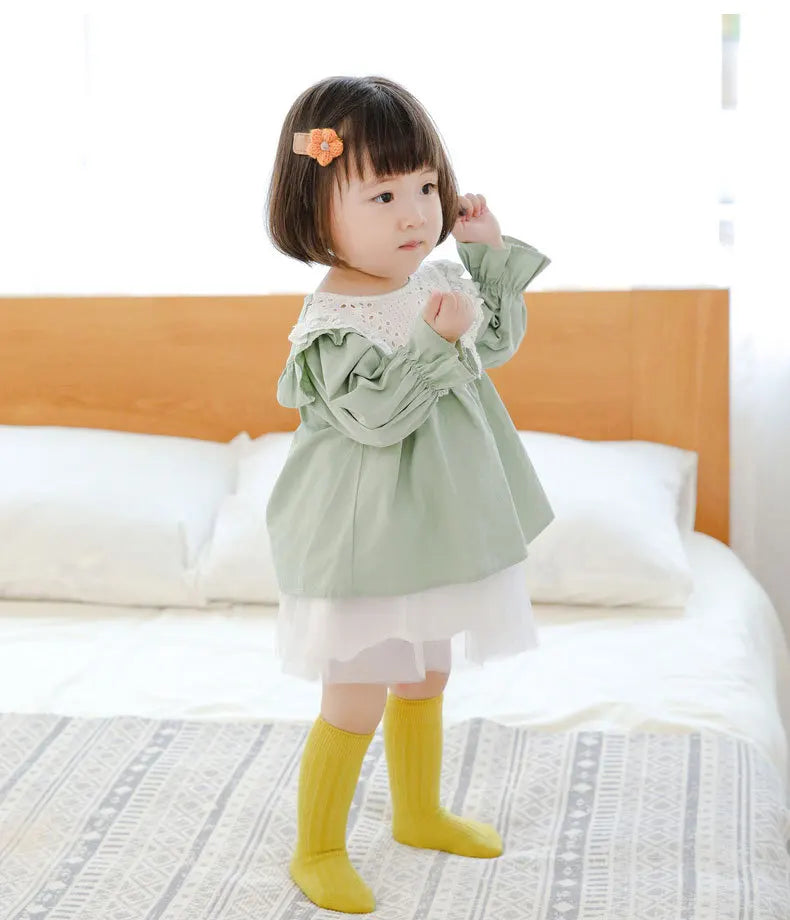 Baby Socks Newborn Kids Infant Girls Boys Knee High Sock Toddler Girl Solid Cotton Stripe Plain Long Sock For 0-3Years Children
