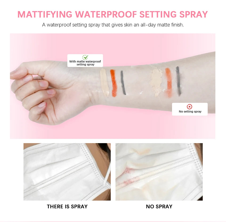 Setting Spray Lasting Waterproof Anti-Sweat Long-Lasting Oil Control Hold Makeup Fine Mattifying Setting Spray Cosmetics Face