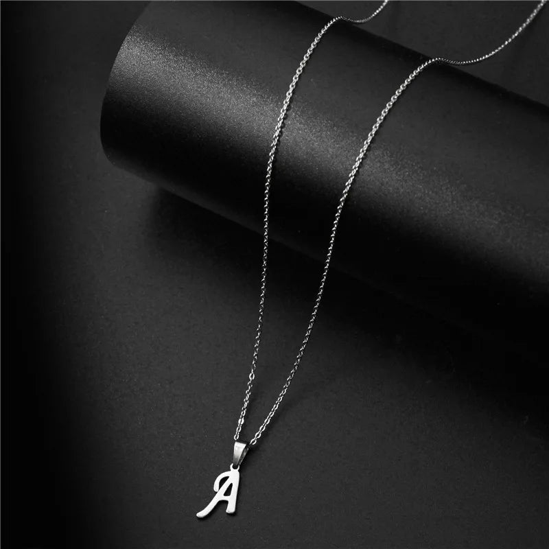 A To Z 26 Letters Initial Minimalist Stainless Steel Pendant Necklaces For Women 26 Alphabet Birthday Gifts Jewelry