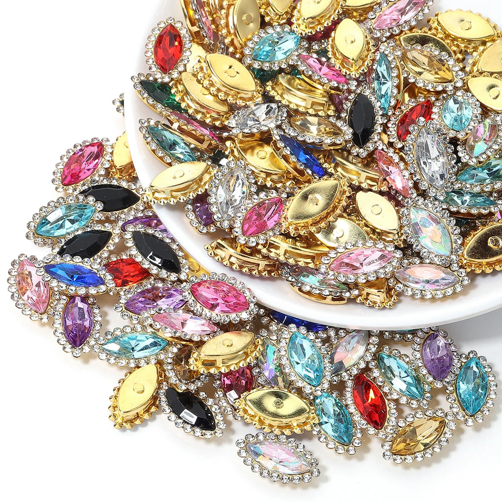 Horse Eye Flatback Reinestone Quality Sewing Crystal Flatback Rhinestones Sew On Stones Glass For Dresses Clothes DIY Jewelry