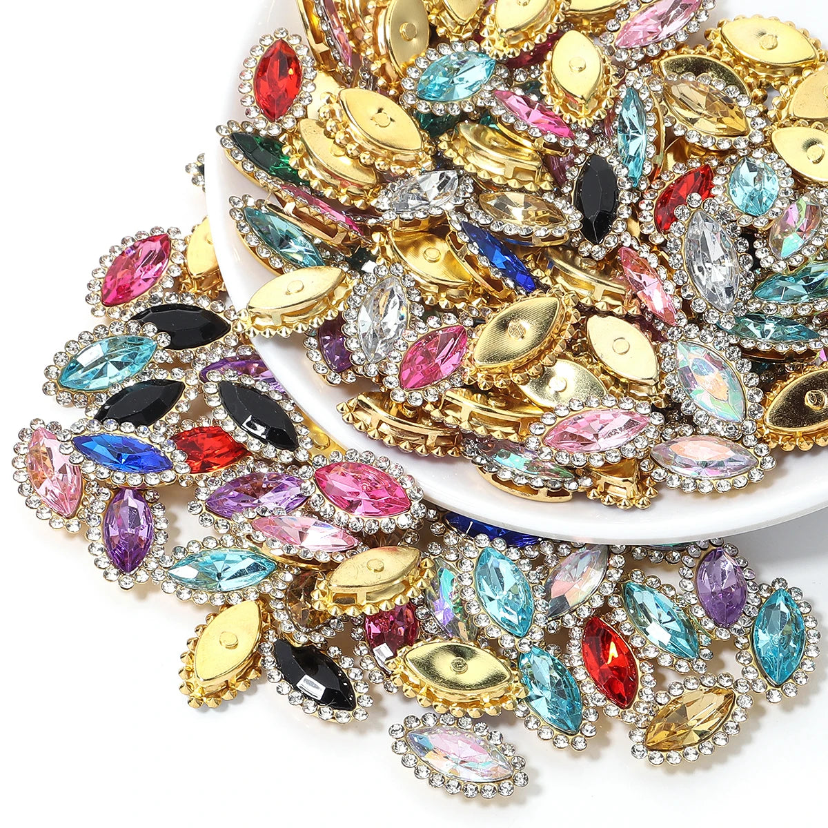 Horse Eye Flatback Reinestone Quality Sewing Crystal Flatback Rhinestones Sew On Stones Glass For Dresses Clothes DIY Jewelry