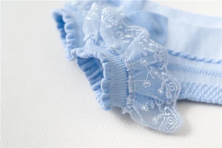 4Pairs Baby Girls Lace Socks Spring Summer Ruffle Princess Mesh Children Ankle Short Breathable Cotton Toddler Kids Socken 1-6Y