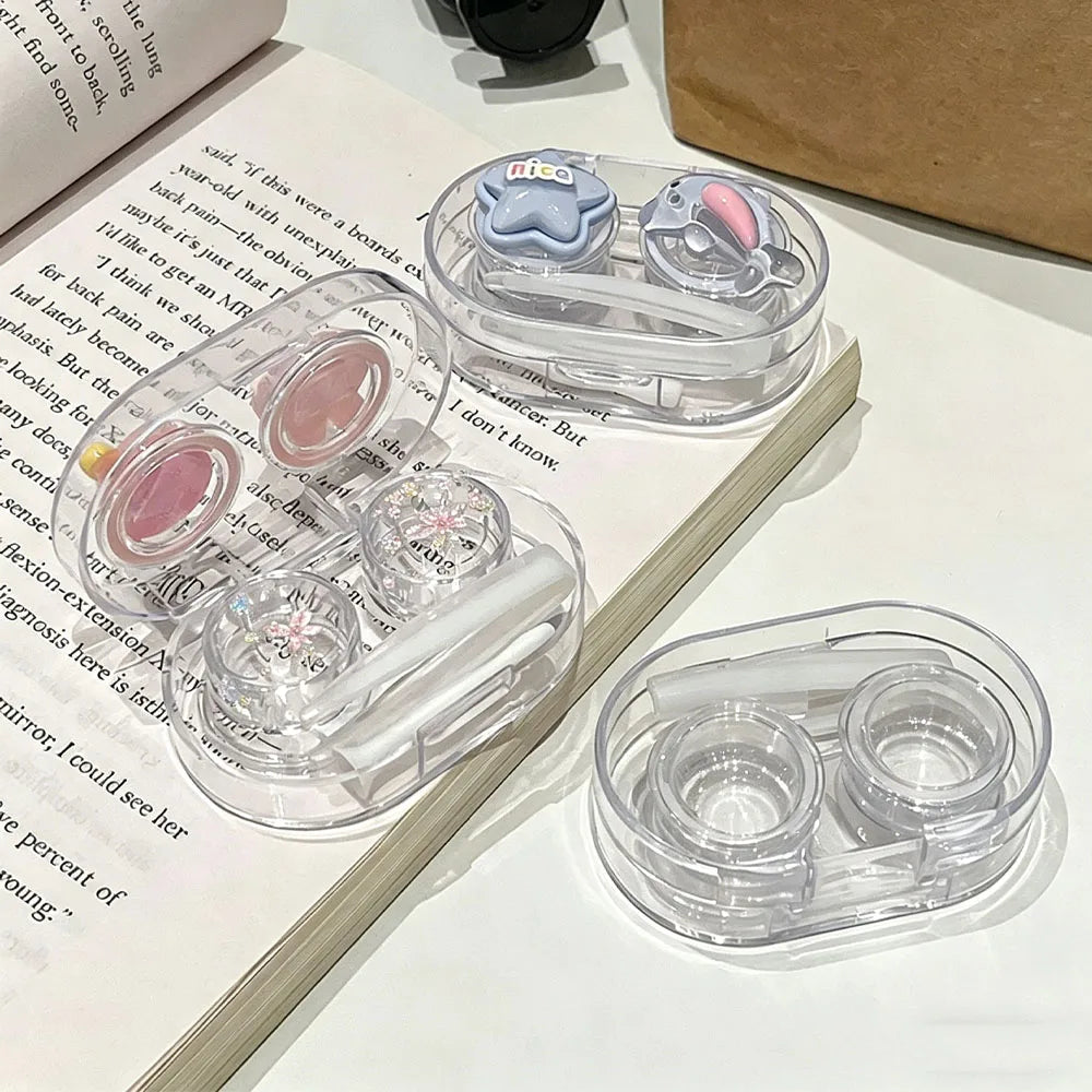 Colored Contact Lenses Box Cute Fashion Contact Lens Box Mini Lens Case Set Popsicle-Shaped Contact Lens Container For Personal