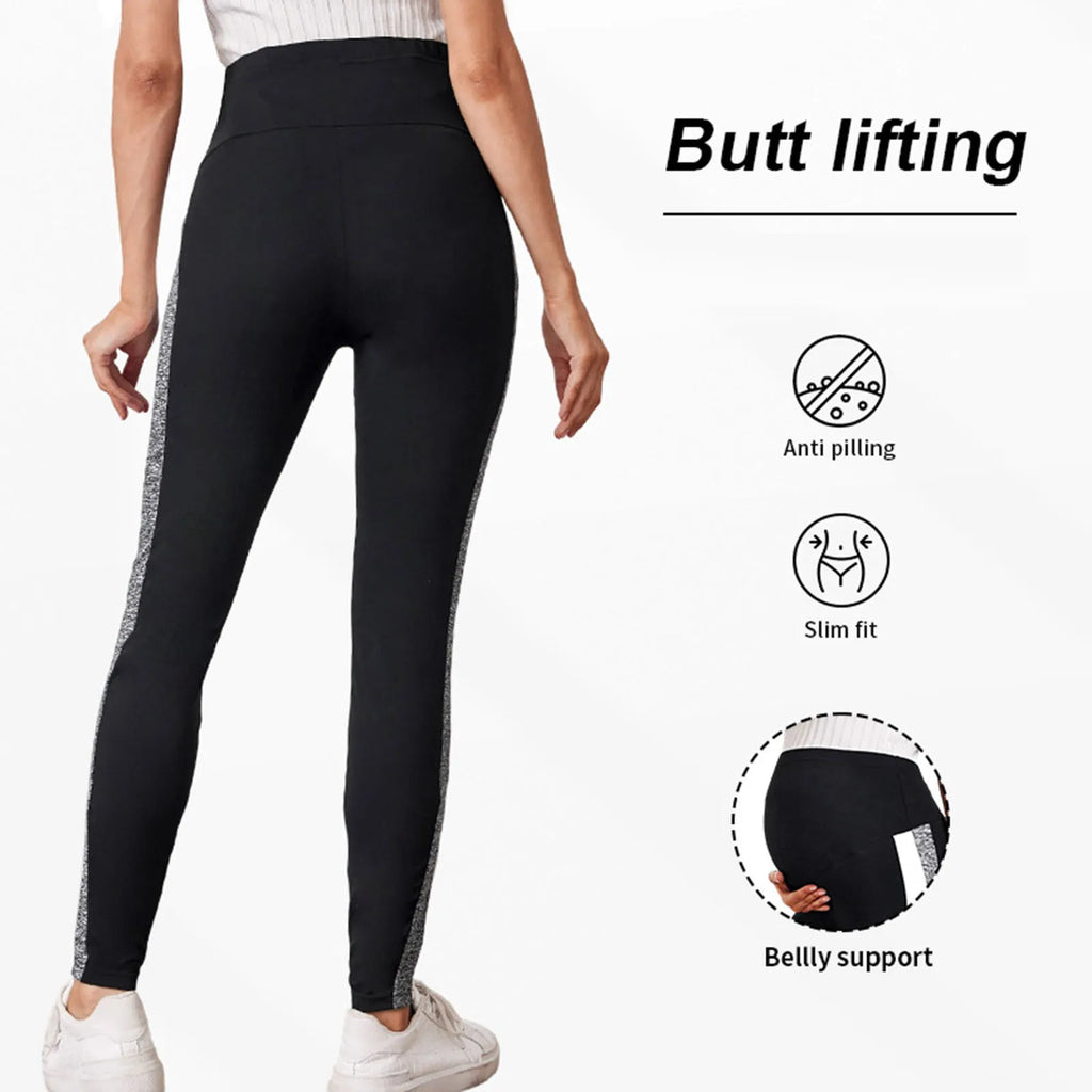 Maternity Pants Over The Belly Yoga Dress Elastic Waistband Stretchy Wide Leg Work Pregnancy Trousers with Pockets Sportswear