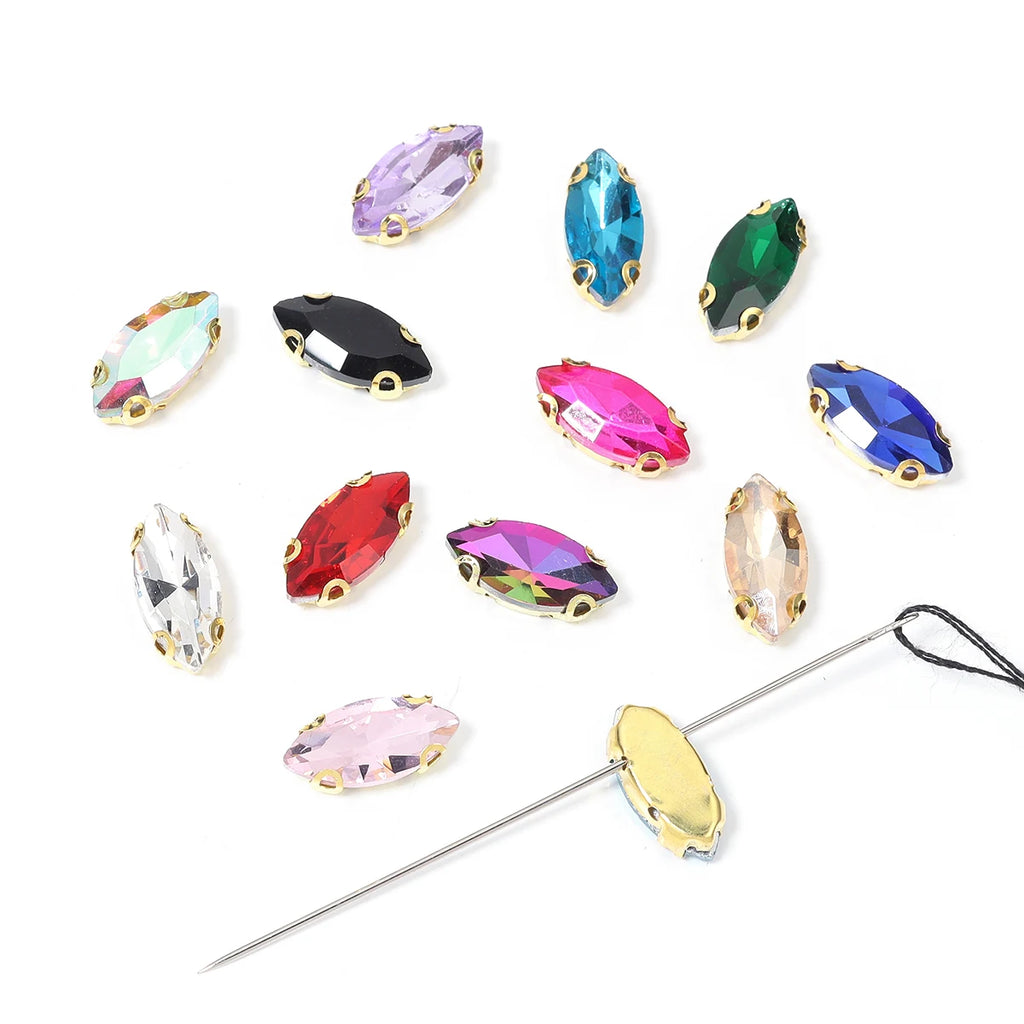 Horse Eye Flatback Reinestone Quality Sewing Crystal Flatback Rhinestones Sew On Stones Glass For Dresses Clothes DIY Jewelry