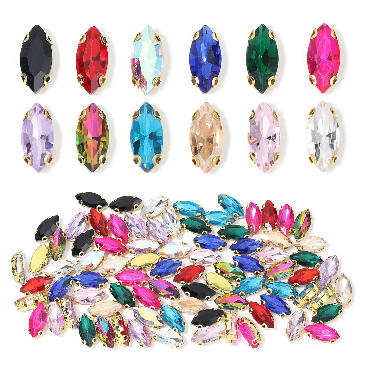 Horse Eye Flatback Reinestone Quality Sewing Crystal Flatback Rhinestones Sew On Stones Glass For Dresses Clothes DIY Jewelry