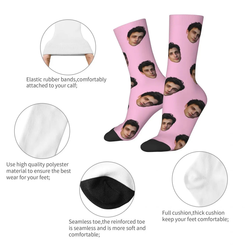 Customized face-shaped socks  Unisex customized socks  Personalized picture socks  Photo socks  Customized socks as gifts