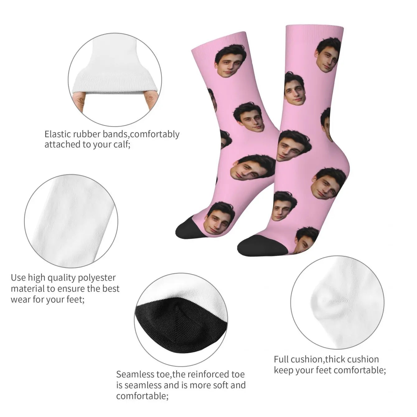 Customized face-shaped socks  Unisex customized socks  Personalized picture socks  Photo socks  Customized socks as gifts