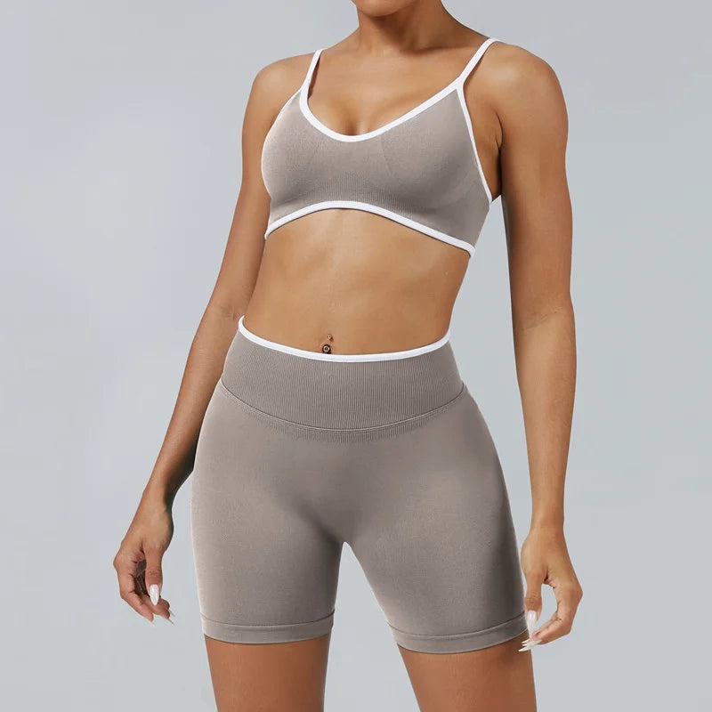 2 Piece Workout Sets Women High Stretch Scrunch Butt Ignite Shorts Sports Bra Gym Fitness Jogging Cycling Active Sports Suits