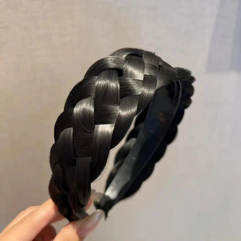 2023 Wig Headbands for Women Wide Fishbone Braids Hairbands Handmade Head Hoop Hair Styling Headwear Accessories Gift