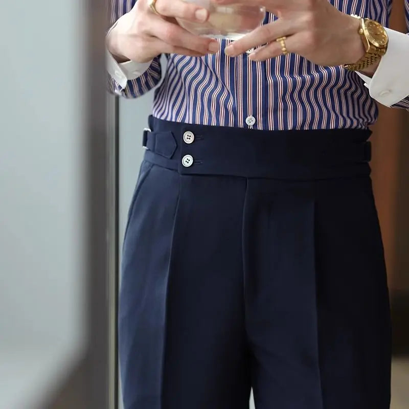 Straight Man Suits Pants Social Tailoring Business High Waist Trousers for Men Summer 2025 Formal New in Work Wear Elegant Up