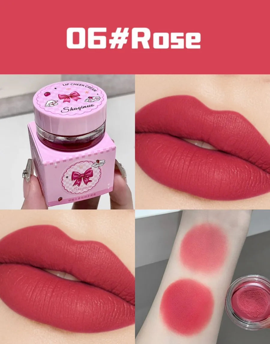 Lip and Cheek Dual-Purpose Lip Mud Lipstick SHAQINUO Natural Smooth  Easy-apply All-match Matte Monochrome Blush Cream