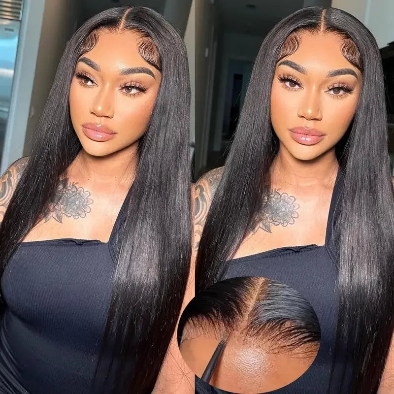 Glueless Wigs Virgin Human Hair Ready To Wear Pre Plucked Pre Cut No Glue 6X4 Bone Straight 100% Human Hair Lace Wigs for Women