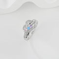 Mother Daughter Sisters Heart Ring, 925 Silver Plated with 3 Colorful Zircon Stones, Engraved Family Love Jewelry Gift for Women