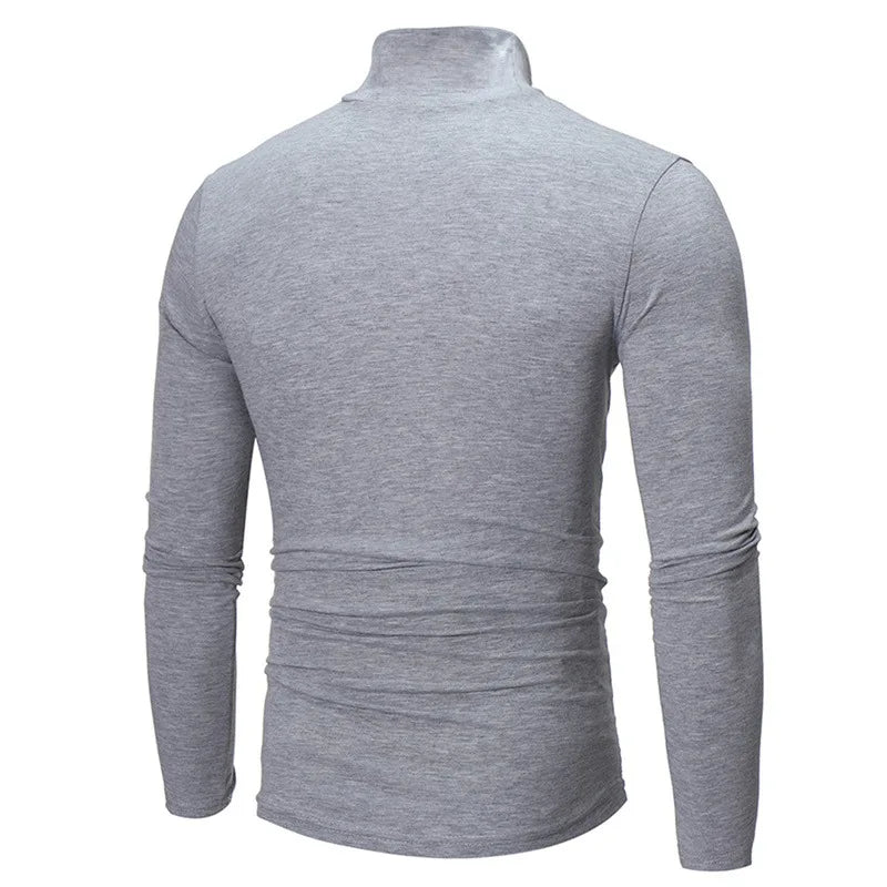 Thermal Underwear Tops Men Spring Clothes Thermal Shirt Autumn Men's Winter Tights High Neck Thin Slim Fit Long Sleeve T-shirt