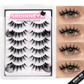 GROINNEYA Manga Lashes 3D Natural False Lashes Soft Cross Wispy Natural Eyelashes Cat Eye Lashes 3d Faux Mink Lashes