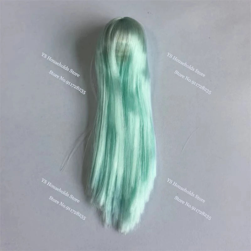 1/6 Female Soldier Head Sculpt Decor Wig Green/Blue/Red/Gray Hair Model Toys Accessory For 12inch Bald Sculpture Decoration