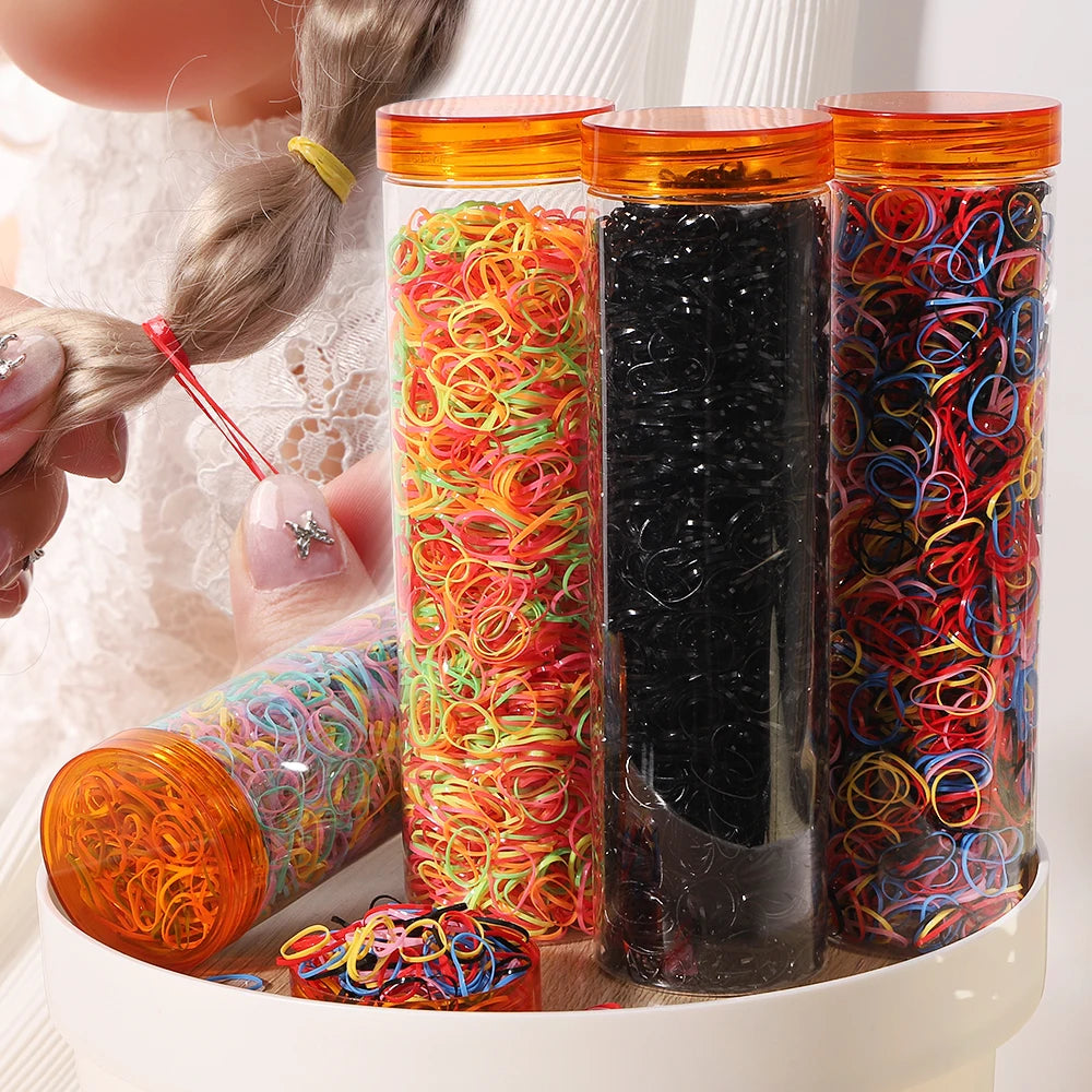 500Pcs Girls Colourful Disposable Rubber Band Elastic Hair Bands Headband Children Ponytail Holder Bands For Kids Accessories