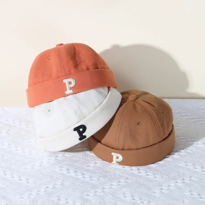 New Letters Printed Baby Brimless Hat Solid Color Boys Girls Hip Hop Caps Harajuku Cool Adjustable Kids Beanie Hats