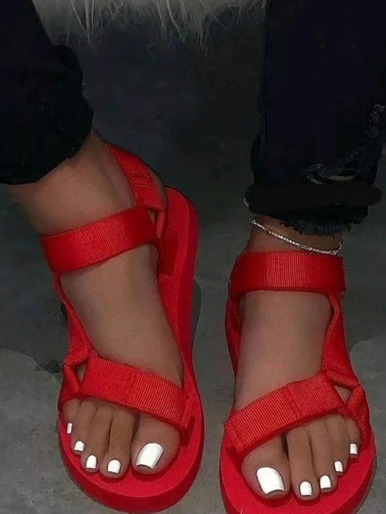 Sandals Woman Summer 2023 New Fashion Platform Sport Casual Flat Sandals Non-slip Outdoor Beach Sandalias Chaussure Femme
