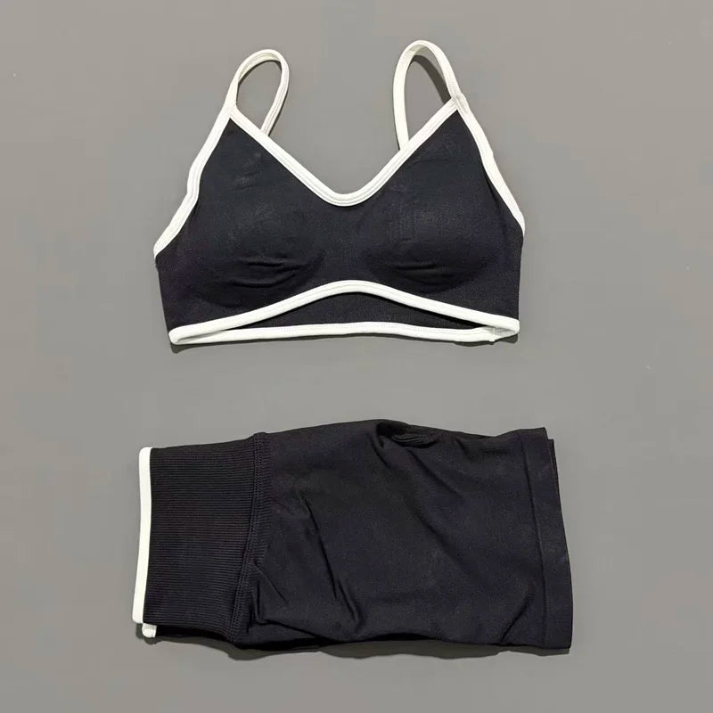 2 Piece Workout Sets Women High Stretch Scrunch Butt Ignite Shorts Sports Bra Gym Fitness Jogging Cycling Active Sports Suits