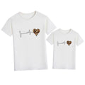 Leopard Heart Family T-shirt Mom Daughter Short Sleeve Tops Parent Child Set Mother Girl Summer Tees