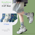 5 Pairs Spring Socks Children's Socks Girls Boys Trendy Pattern Sport Sock Socks Autumn Kids Socks Cotton Sock for 3-12T