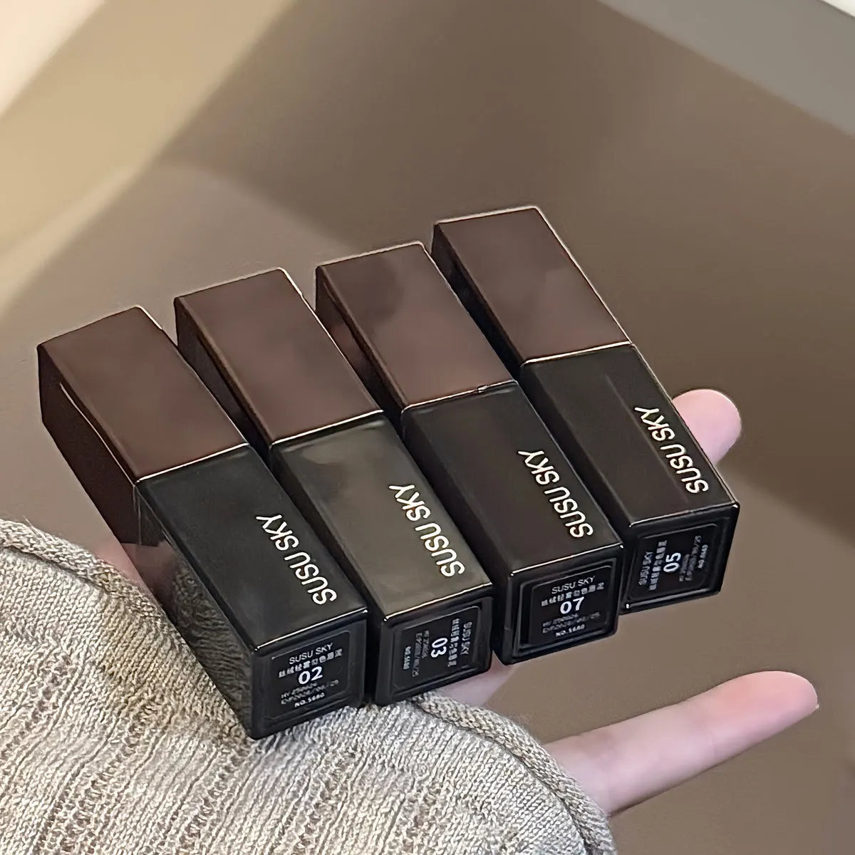 Waterproof Punk Gothic Matte Black Lipstick Purple Lipgloss Makeup Mousse Lip Mud Dark Red Brown Lipstick Non-stick Cup Lip Tint