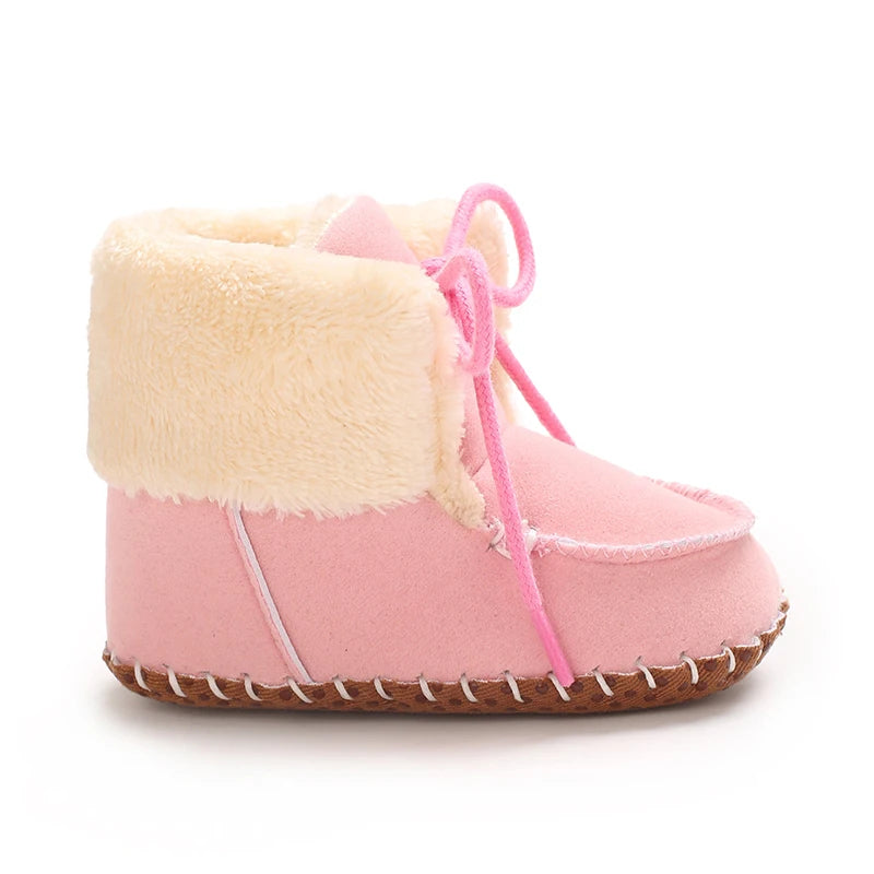 Autumn and Winter Baby Plush Thick Warm Cotton Shoes 0-18 Months Soft Soled Comfortable Non Slip Boots