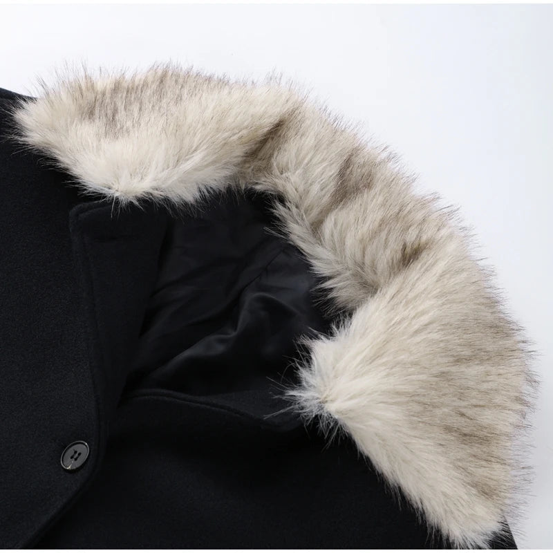 Chic Fur Collar Hooded Women's Cotton Jacket Solid Zipper Slim Waist Pocket Warm Thick Coat 2025 Autumn Winter Lady New Outwear