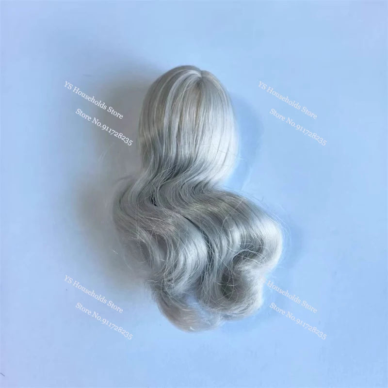 1/6 Female Soldier Head Sculpt Decor Wig Green/Blue/Red/Gray Hair Model Toys Accessory For 12inch Bald Sculpture Decoration