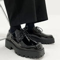 Brand New Black Brogue Shoes Men Classic Platform Oxford Dress Shoes Men Retro Patent Leather Footwear Low-Ankle Party Shoes