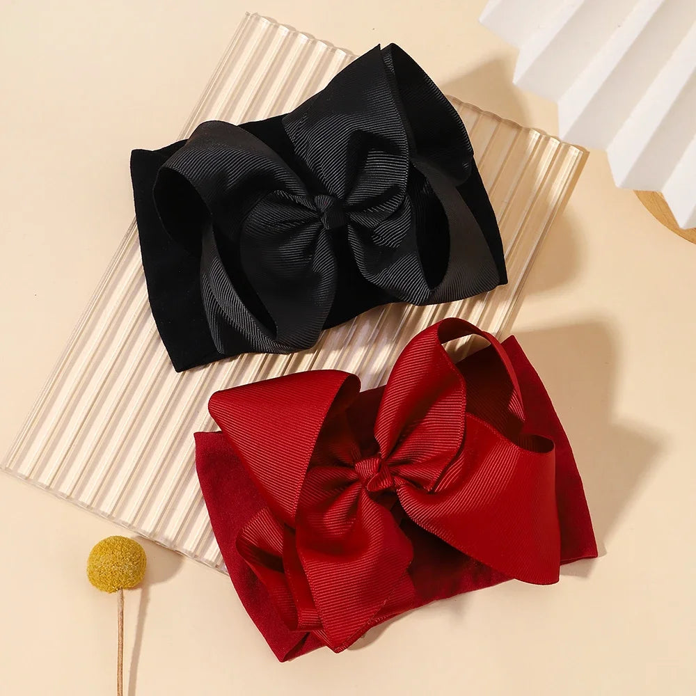 1PC Large Ribbon Bow Headband for Baby Girls Wide Nylon Turban Newborn Bow Headwrap Gift Super Soft Babe Hair Accessories