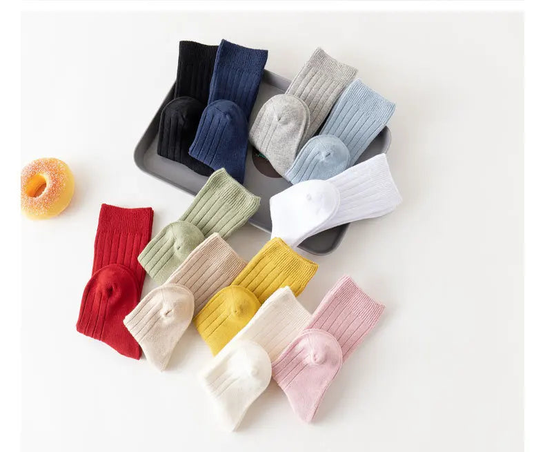Baby Socks Newborn Kids Infant Girls Boys Knee High Sock Toddler Girl Solid Cotton Stripe Plain Long Sock For 0-3Years Children