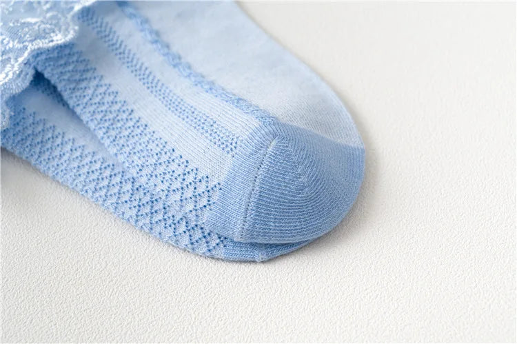 4Pairs Baby Girls Lace Socks Spring Summer Ruffle Princess Mesh Children Ankle Short Breathable Cotton Toddler Kids Socken 1-6Y