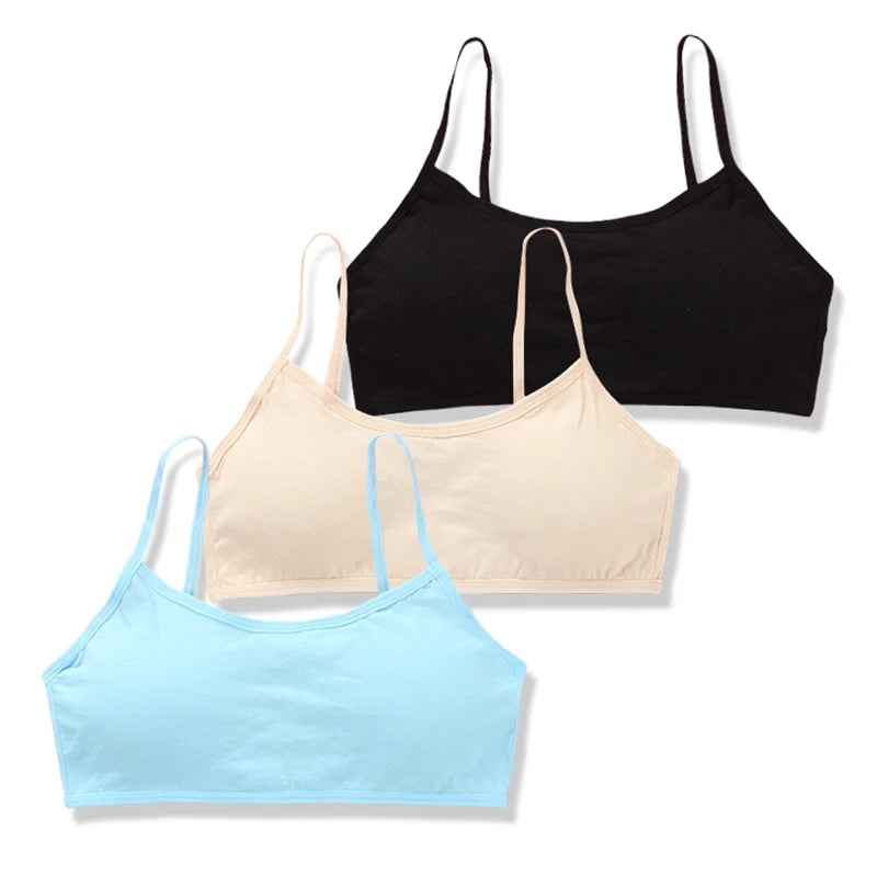3PCS Student Bra Soft Children Sport Vest Girls Teenager Training Bra Underwear