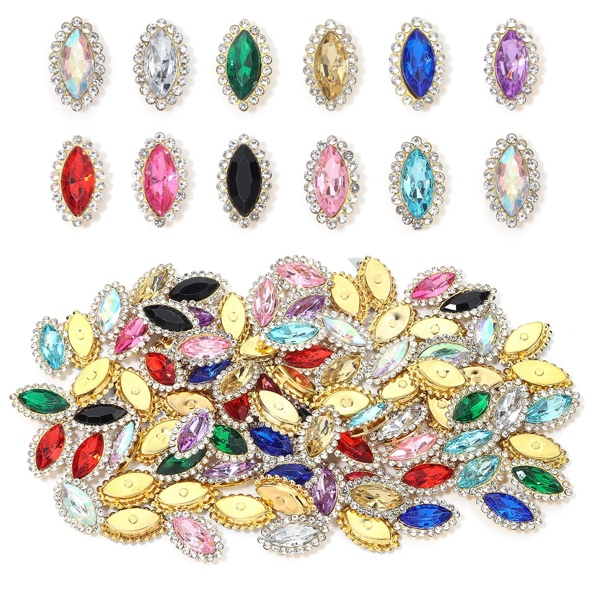 Horse Eye Flatback Reinestone Quality Sewing Crystal Flatback Rhinestones Sew On Stones Glass For Dresses Clothes DIY Jewelry