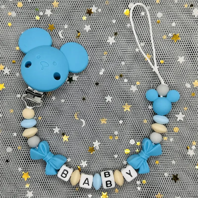 2024 Baby Teether Handmade Personalized Name Pacifier Clips Holder Chains Silicone Pacifier Chain Clips Baby Teething Chain Gift