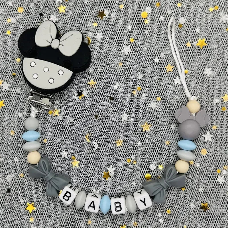 2024 Baby Teether Handmade Personalized Name Pacifier Clips Holder Chains Silicone Pacifier Chain Clips Baby Teething Chain Gift