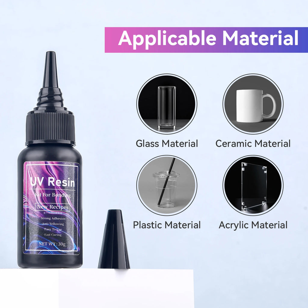 UV Bonding Welding Glue Super Bonding UV Glue Fix Liquid Curing Hard Quick-Drying Resin Jewelry Glass Plastic Wood Repair Glue