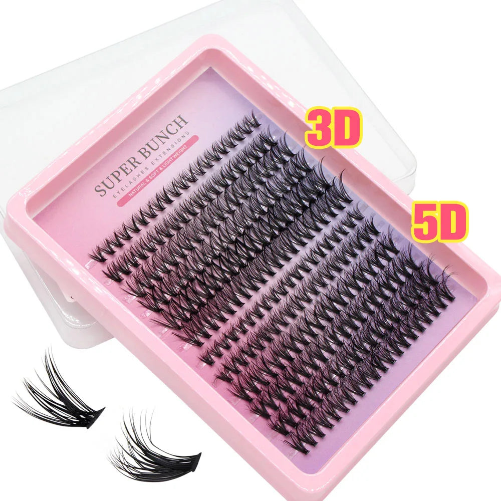 Whole sale Super Bunch New 3D/5D Effect Mix 240 Clusters Lashes 8-16mm Charm Style False Eyelashes Extension Russian Volume