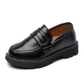 2025Kids Loafers Slip-on Pu Leather Shallow Black Brown Boys Girls Flat Shoes 21-36 Toddler Fashion Leisure Children Casual Shoe