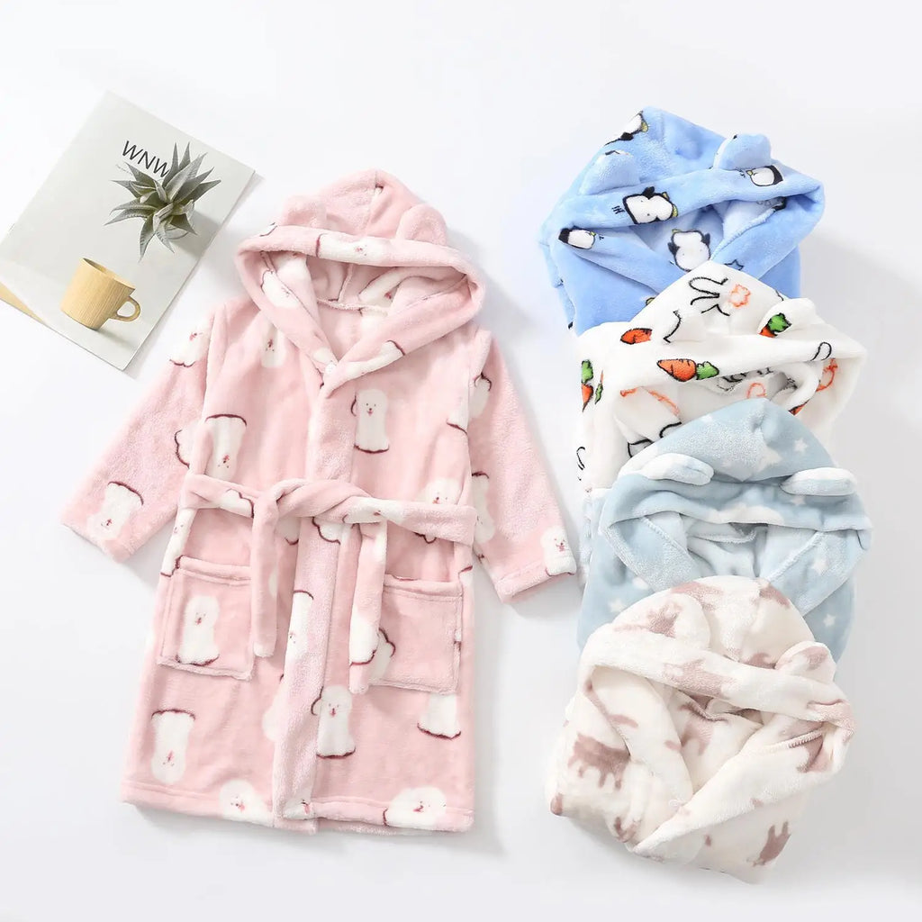 Autumn Baby Boys Pajamas Children Clothes Girls Boys Robes Winter Sleepwear Bathrobe Spring Kids Hooded Bathrobe Girls Clothing