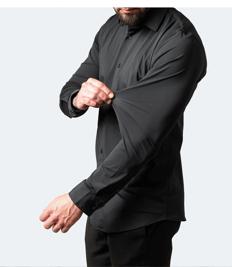 6xl summer black White Oversize men's long-sleeved Dress shirt  High quality elastic force non-iron  business casual