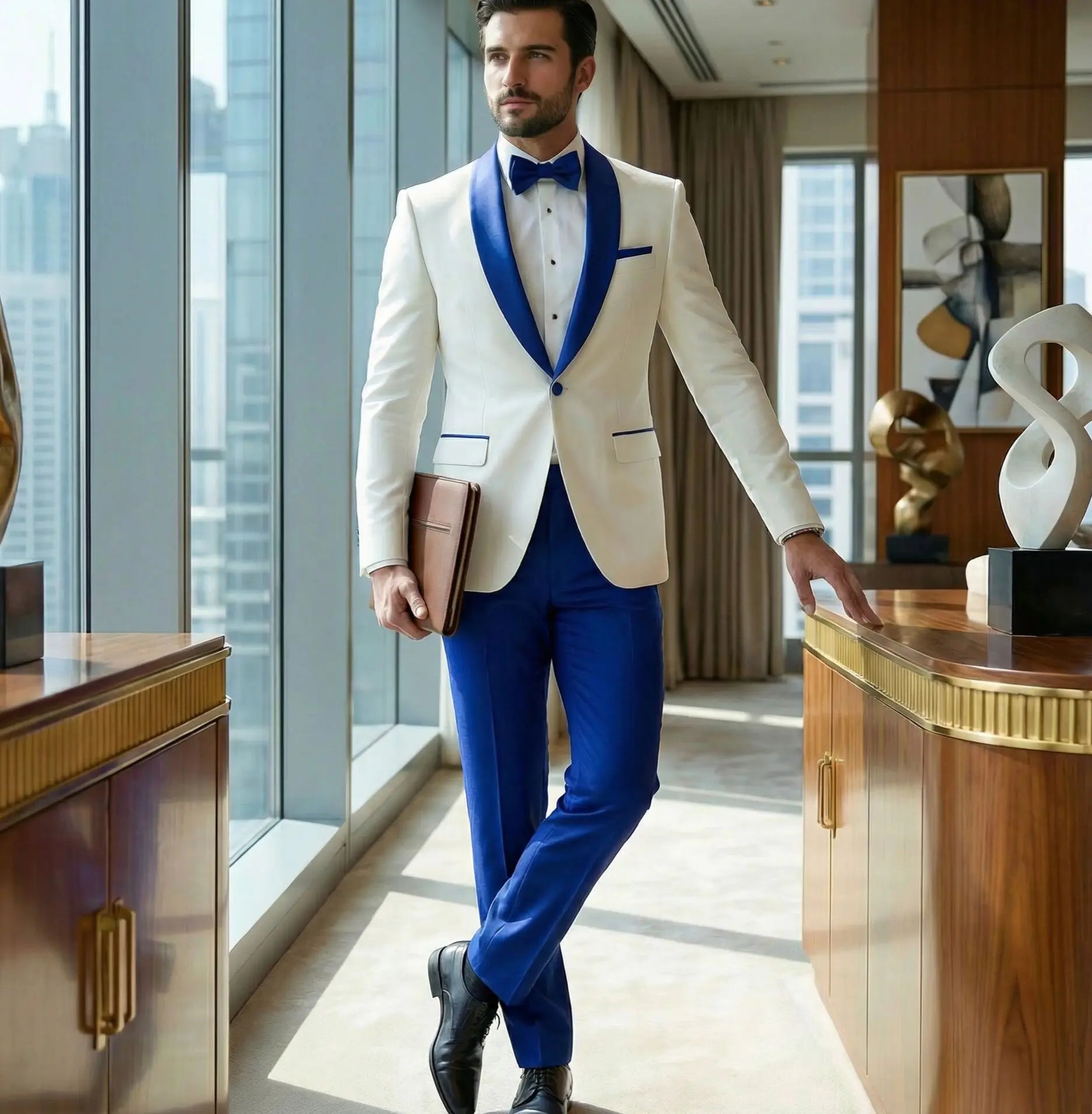 White 2 Pieces Men Suits Slim Fit Shawl Lapel Formal Best Man Wedding Groom Wear Blazer Sets Party Tuxedos Trajes De Hombre