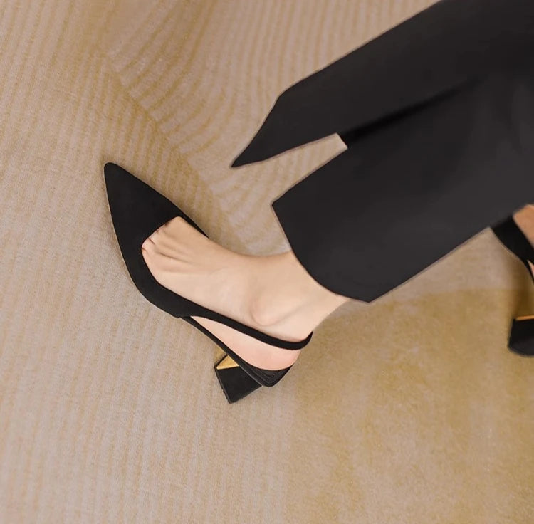 Black Sandals Women Summer New Fashion Women's Pointed Square Heel Sandals Pumps Women Shoes Office Dress Shoes Sexy High Shoes
