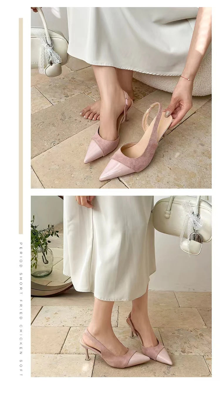 Women's Sexy Pointed-Toe Slingback Sandals — Summer 2026 Trend: Leather High Heels for Dresses — New Elegant Party Footwear