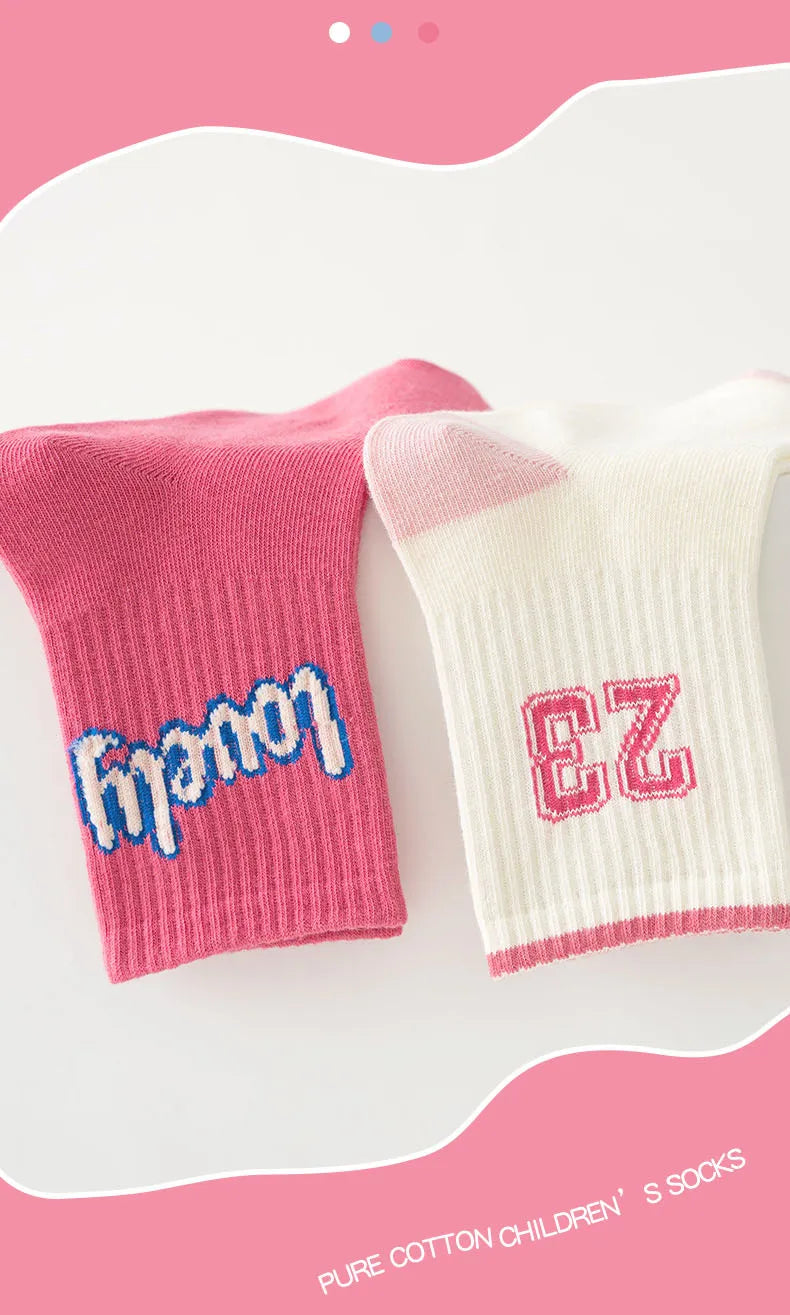 5 Pairs Spring Socks Children's Socks Girls Boys Trendy Pattern Sport Sock Socks Autumn Kids Socks Cotton Sock for 3-12T