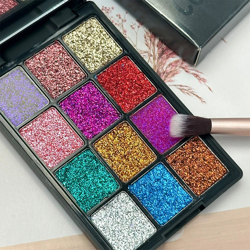 12-Color Eyeshadow Palette – Pearlescent, Matte, Fine Shimmer, Glitter, Earth Tones, Long Lasting Eye Shadows, High-Performance