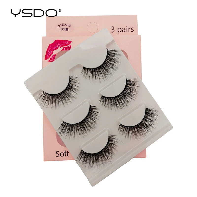 YSDO 3/4 Pairs Eyelashes Natural Long 3d Mink Lashes Faux Cils Hand Made Mink Eyelashes Strip Makeup False Lashes Volume Cilios